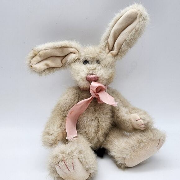 Vintage 1990s Boyds Dabney P Powderfoot Jointed Bunny Rabbit 11" Bendable Ears - Picture 1 of 9